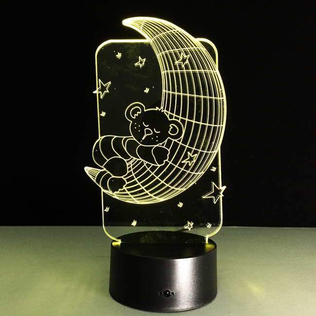Teddybear On Moon 3D Illusion Lamp