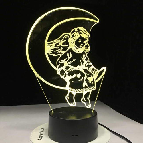 Angel On Moon 3D Illusion Lamp